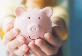person holding a piggy bank